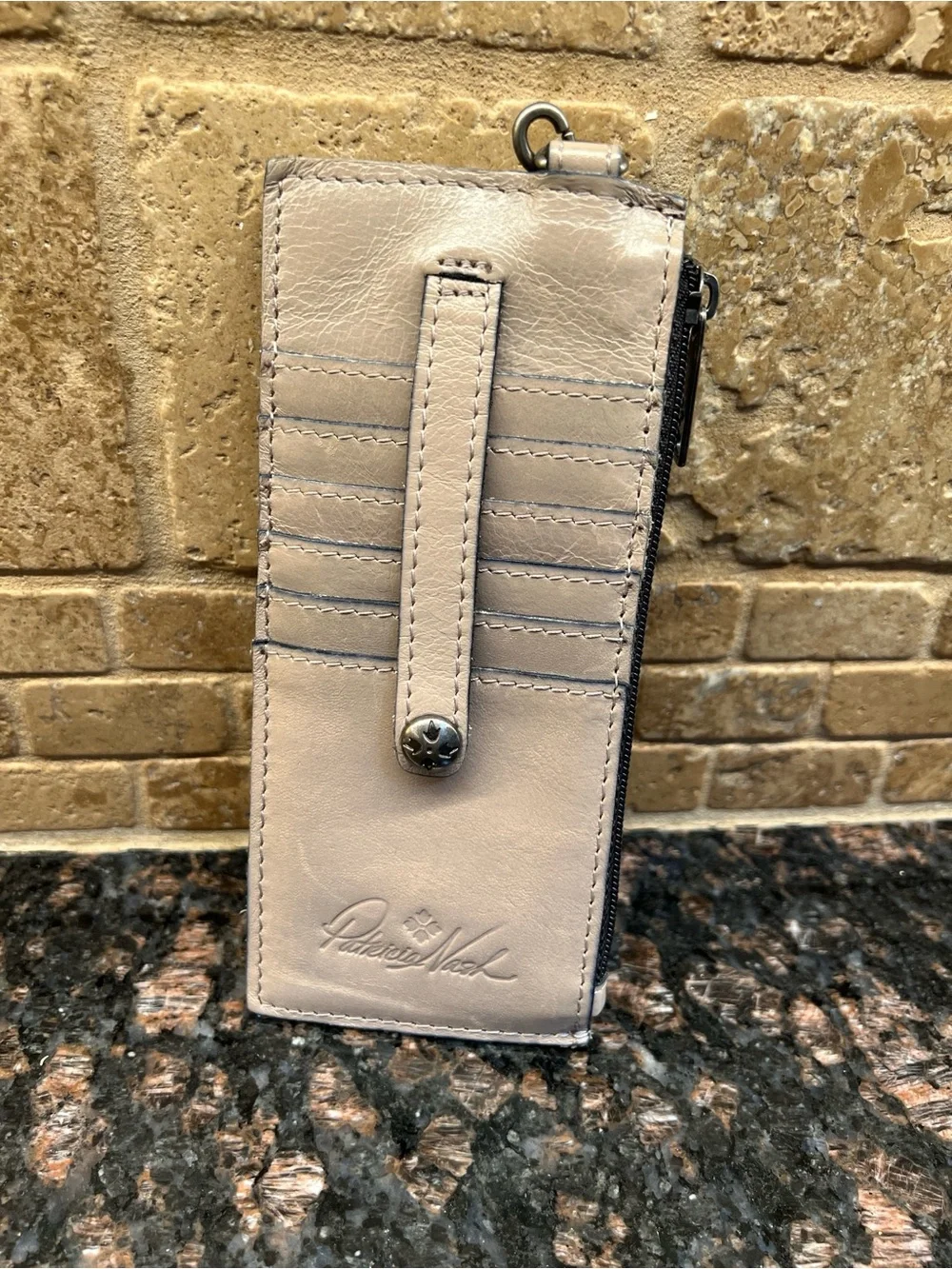 Patricia Nash Leather Alanna Card Wallet Wristlet in Stone